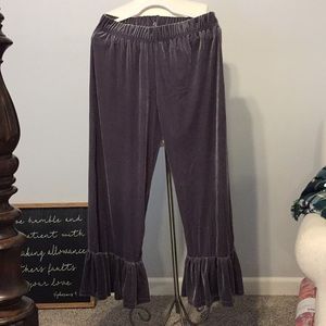 Grey Velvet Ruffle pants